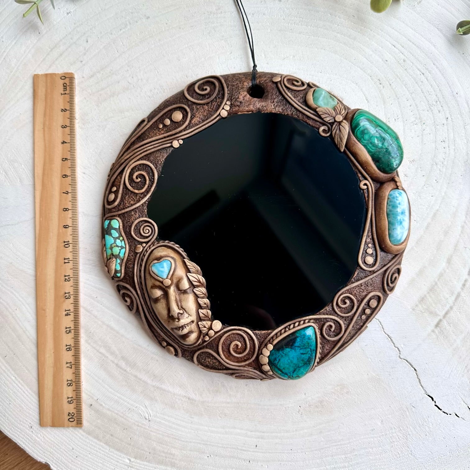 Goddess energy crystal wall hanging with earth and ocean stones