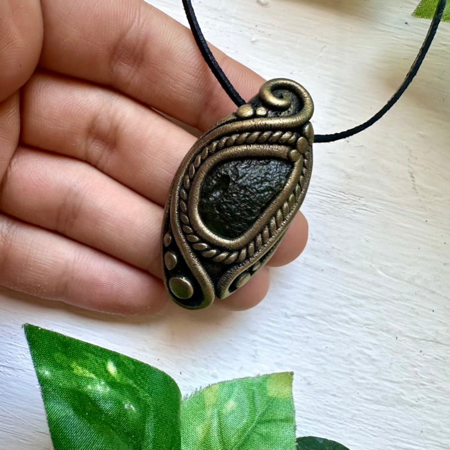Moldavite Handmade Pendant Necklace - FairyGardenGlow