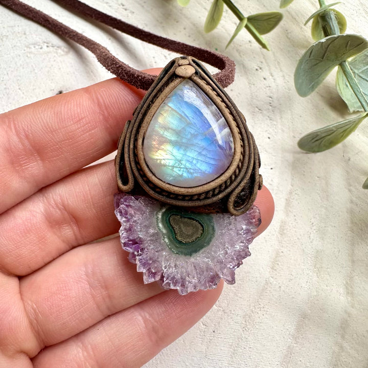 Amethyst and moonstone unisex spiritual jewelry