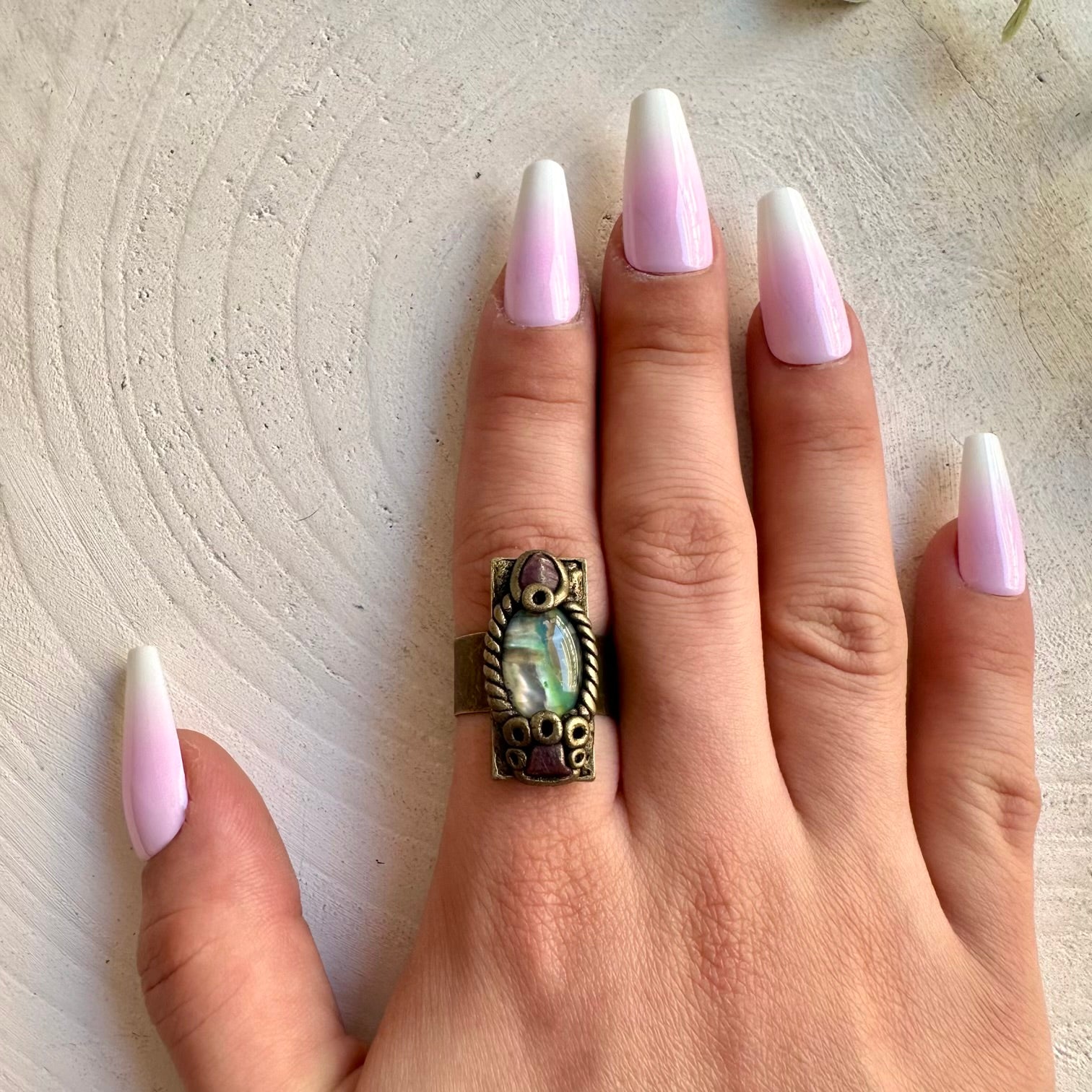 Abalone and Ruby Ring