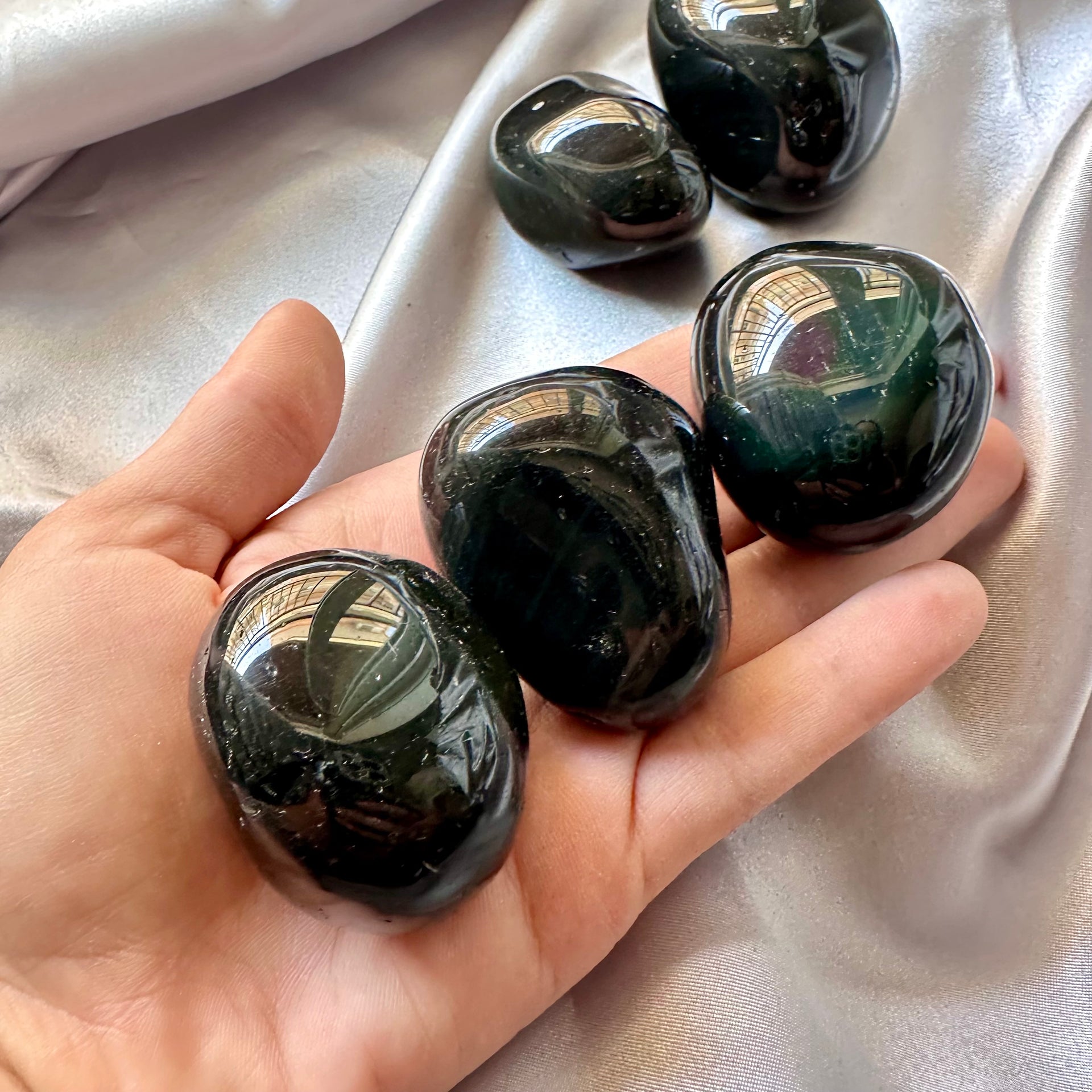 Rainbow Obsidian - 5 pieces set - FairyGardenGlow