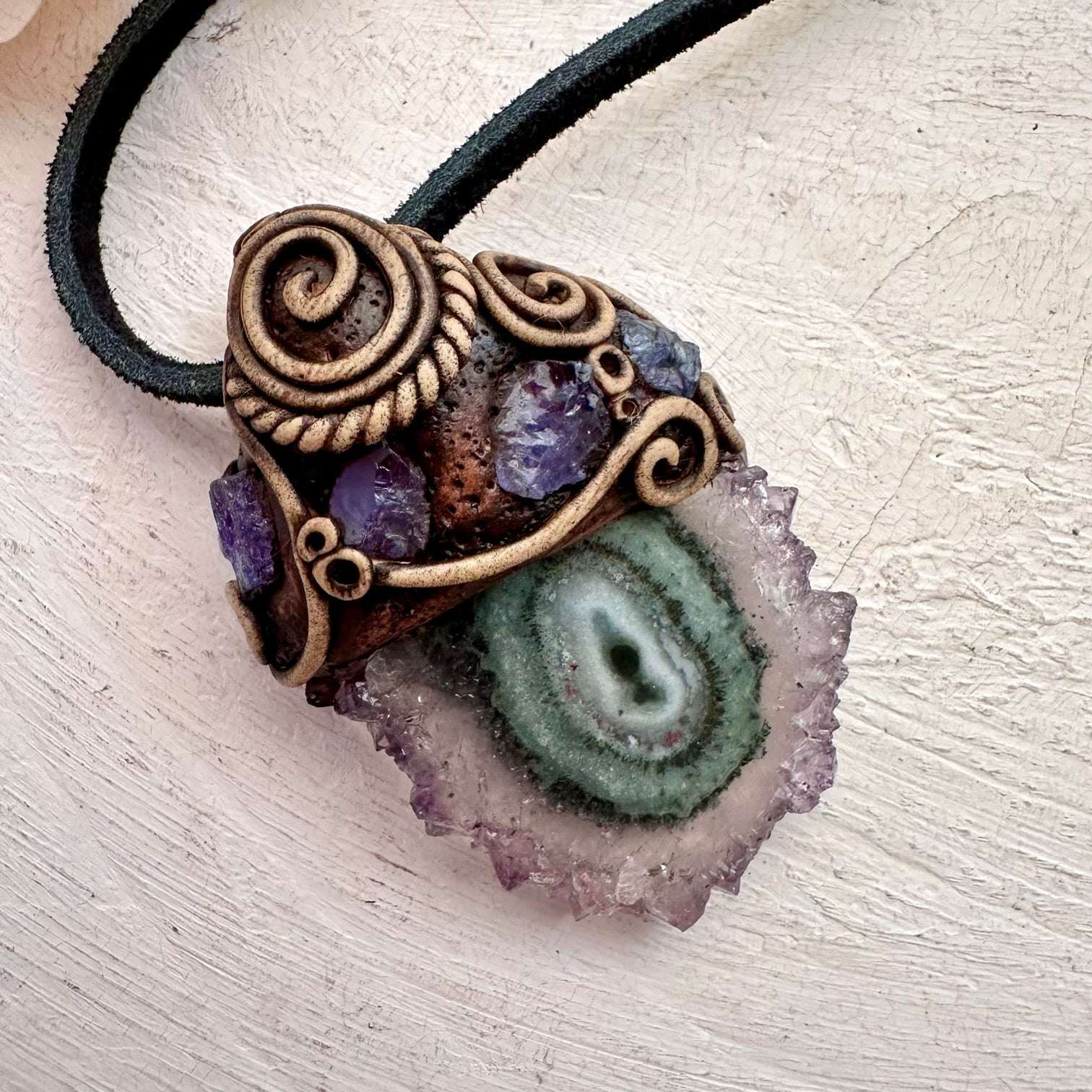 Amethyst Stalactite and Tanzanite Pendant Necklace - FairyGardenGlow