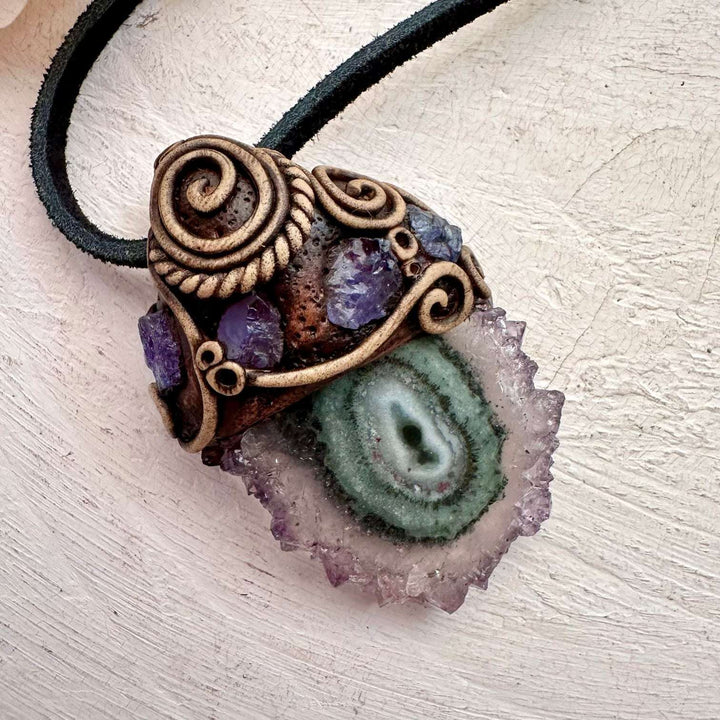 Amethyst Stalactite and Tanzanite Pendant Necklace - FairyGardenGlow