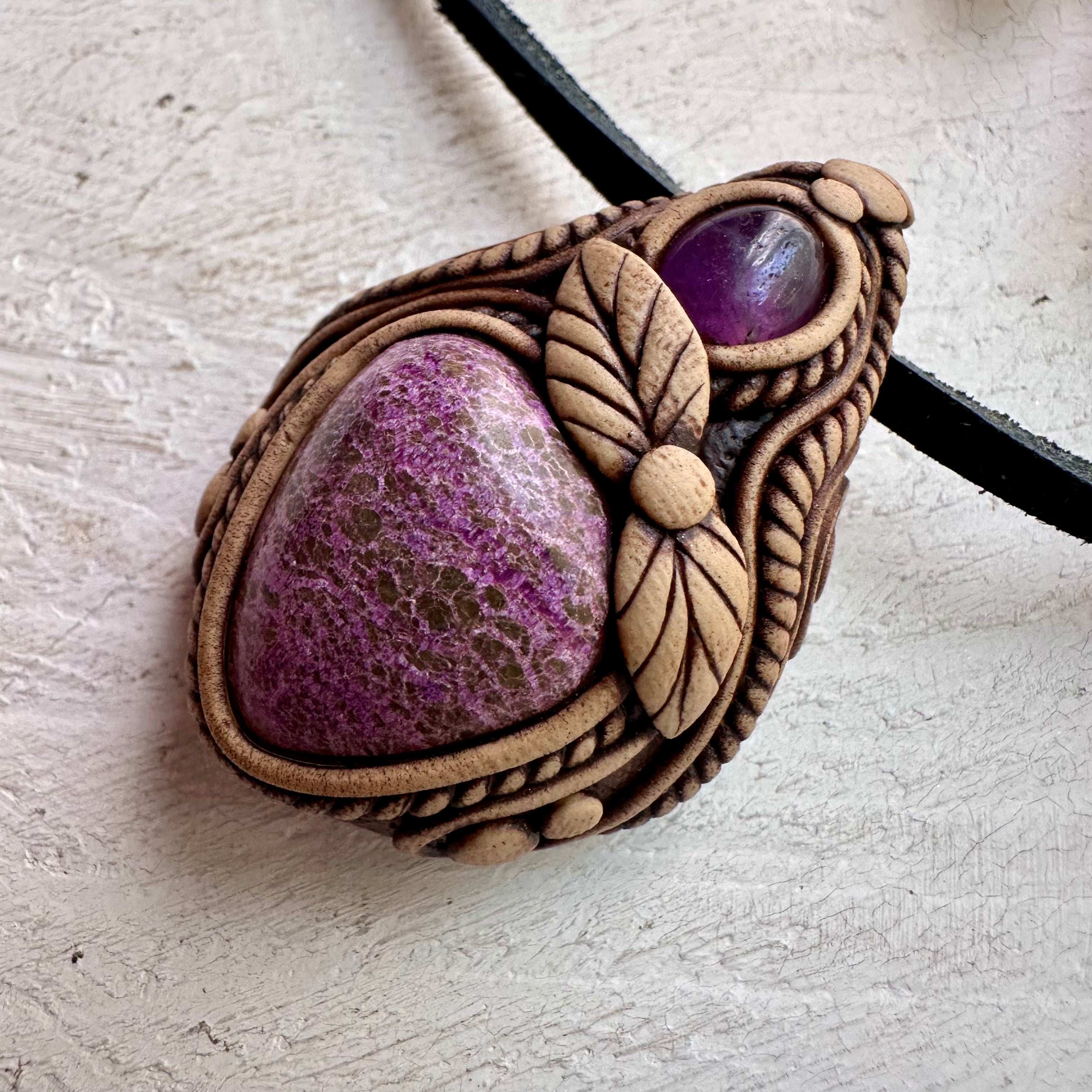 Stichtite and Amethyst Necklace - FairyGardenGlow