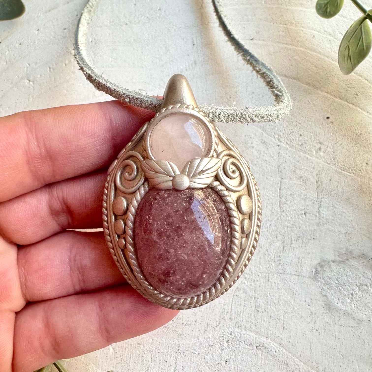 Protection amulet crystal necklace boho healing talisman jewelry