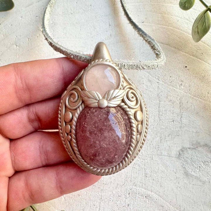 Protection amulet crystal necklace boho healing talisman jewelry