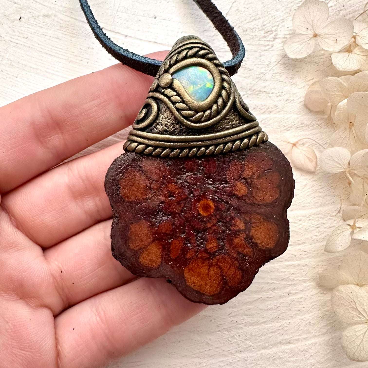 Ayahuasca and Australian Opal Necklace - FairyGardenGlow