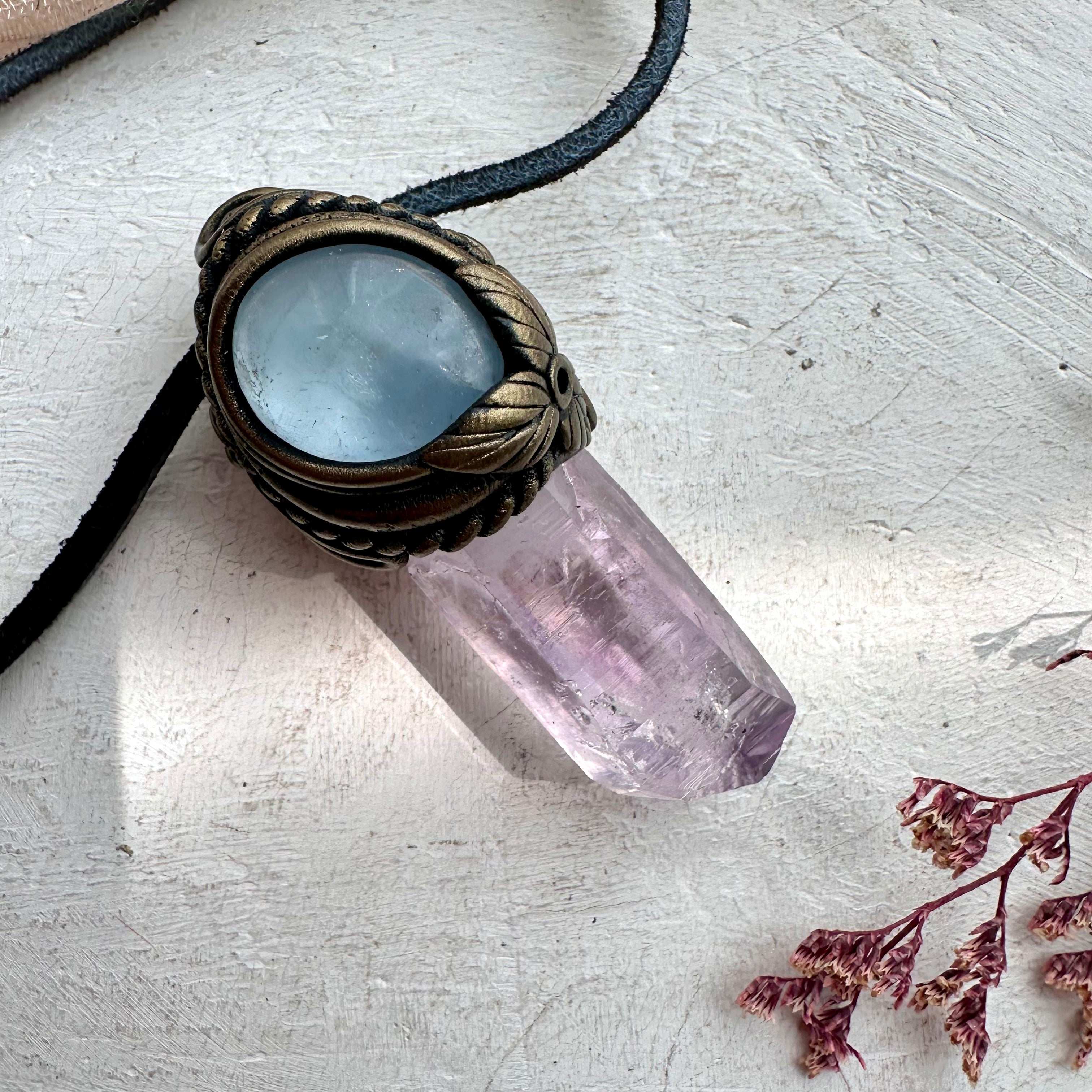 Vera Cruz Amethyst and Celestite Necklace - FairyGardenGlow