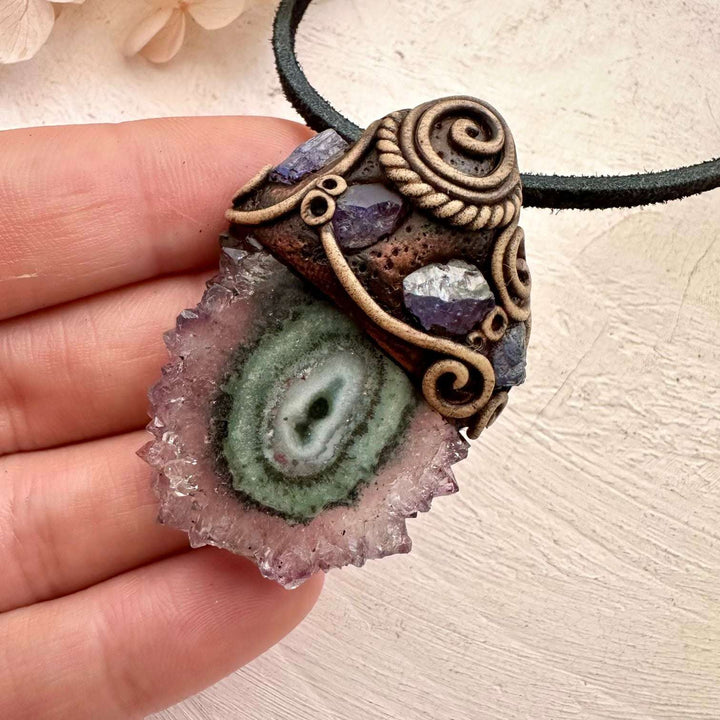 Amethyst Stalactite and Tanzanite Pendant Necklace - FairyGardenGlow
