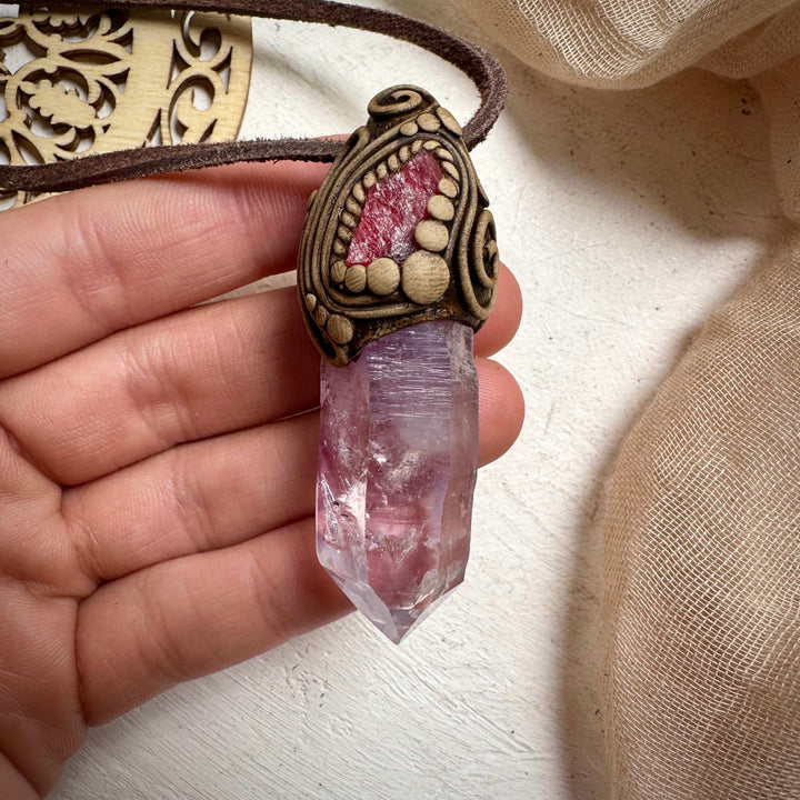 Vera Cruz Amethyst and Rhodonite Necklace - FairyGardenGlow