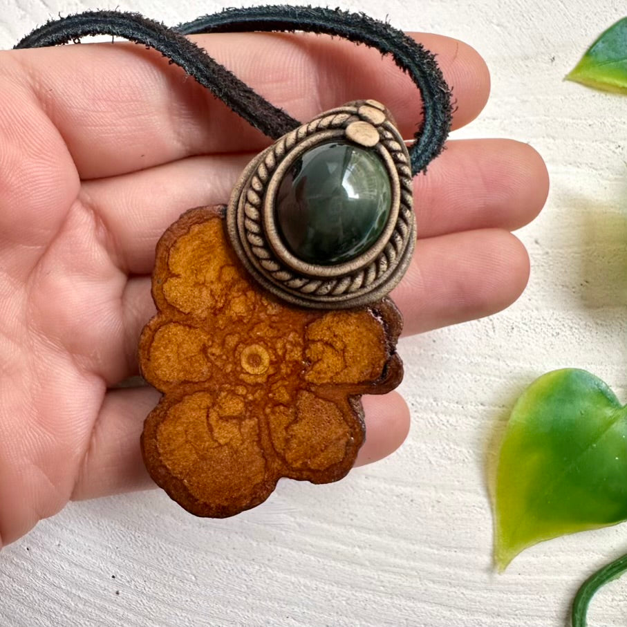 Ayahuasca Necklace with Rainbow Obsidian Pendant Necklace