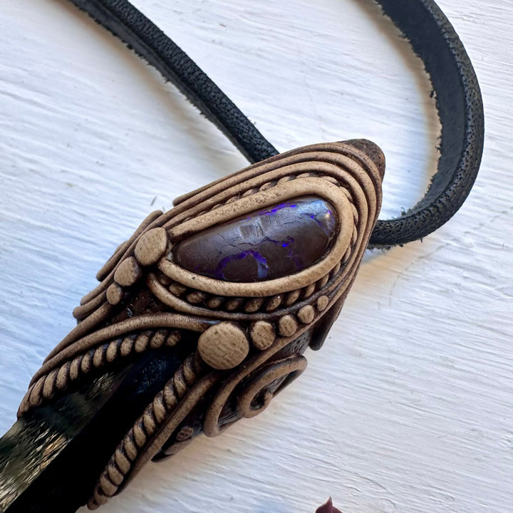 Vivianite and Boulder Opal Necklace - FairyGardenGlow
