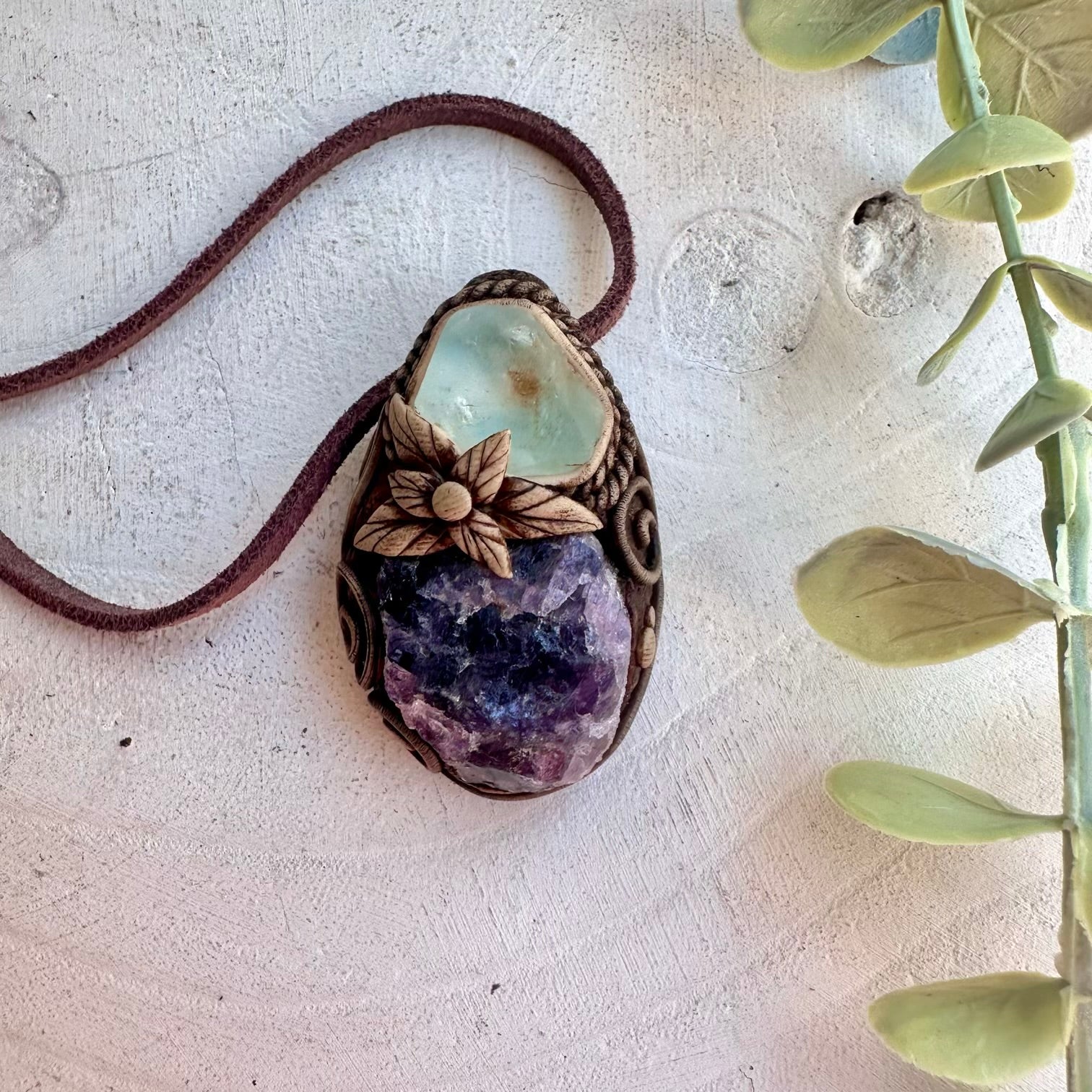 Raw Blue Topaz Necklace with Scapolite – Healing Crystal Jewelry, Clarity & Transformation Pendant