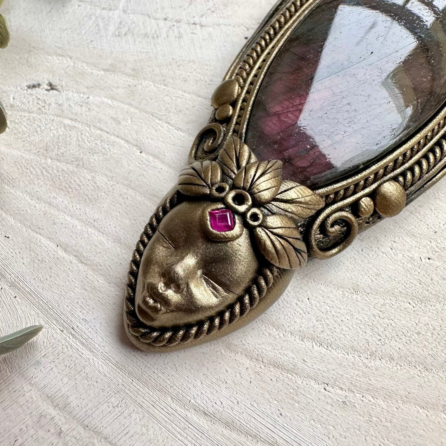 Unique large purple labradorite crystal pendant necklace