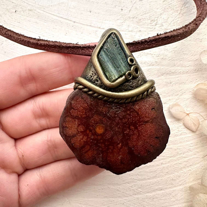 Ayahuasca Necklace, Moldavite Pendant - FairyGardenGlow