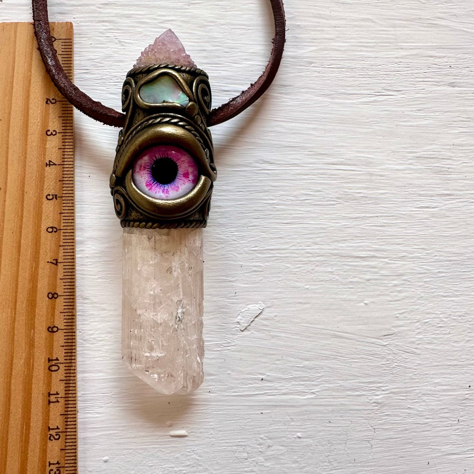 Danburite Spirit Quartz Raw Opal Eye Wand / Pendant - FairyGardenGlow