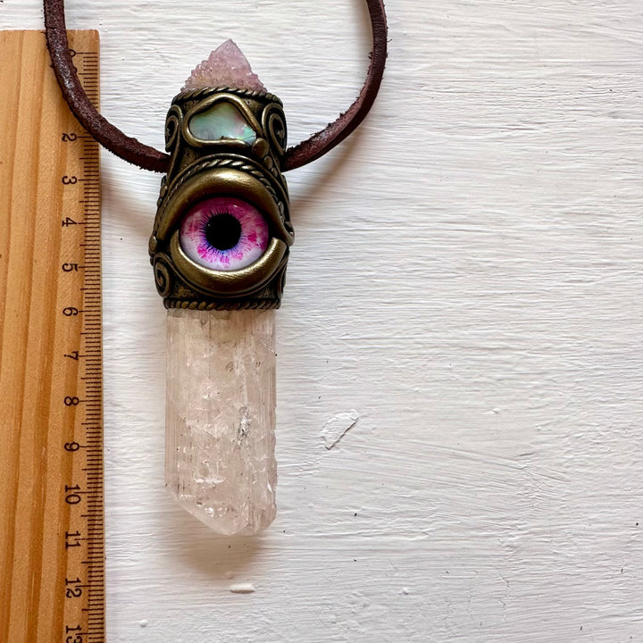 Danburite Spirit Quartz Raw Opal Eye Wand / Pendant - FairyGardenGlow