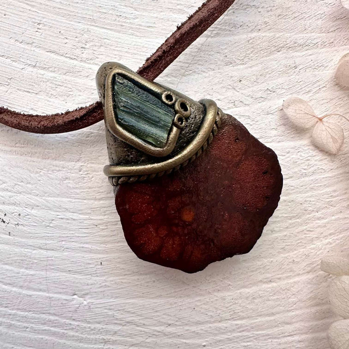 Ayahuasca Necklace, Moldavite Pendant - FairyGardenGlow