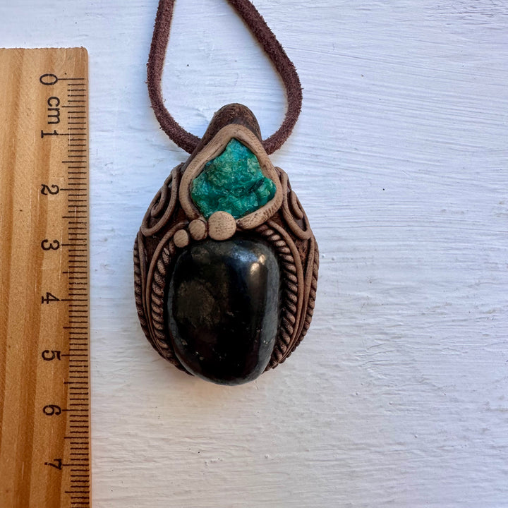 Shungite and Raw Chysocolla Necklace - FairyGardenGlow