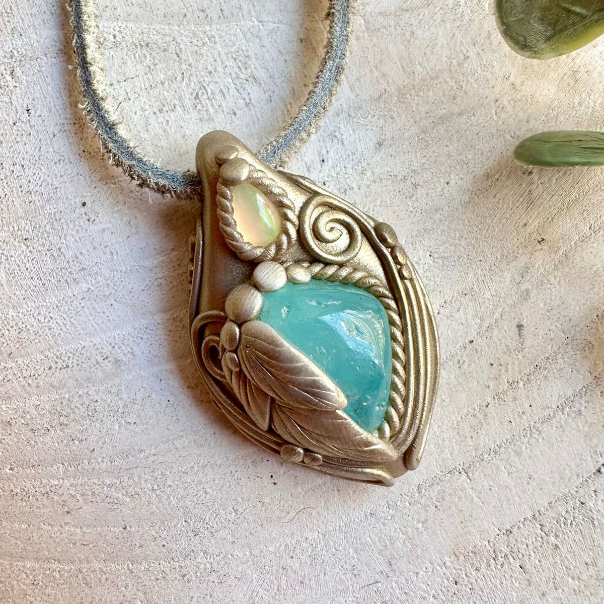 Aquamarine and Ethiopian Opal Necklace