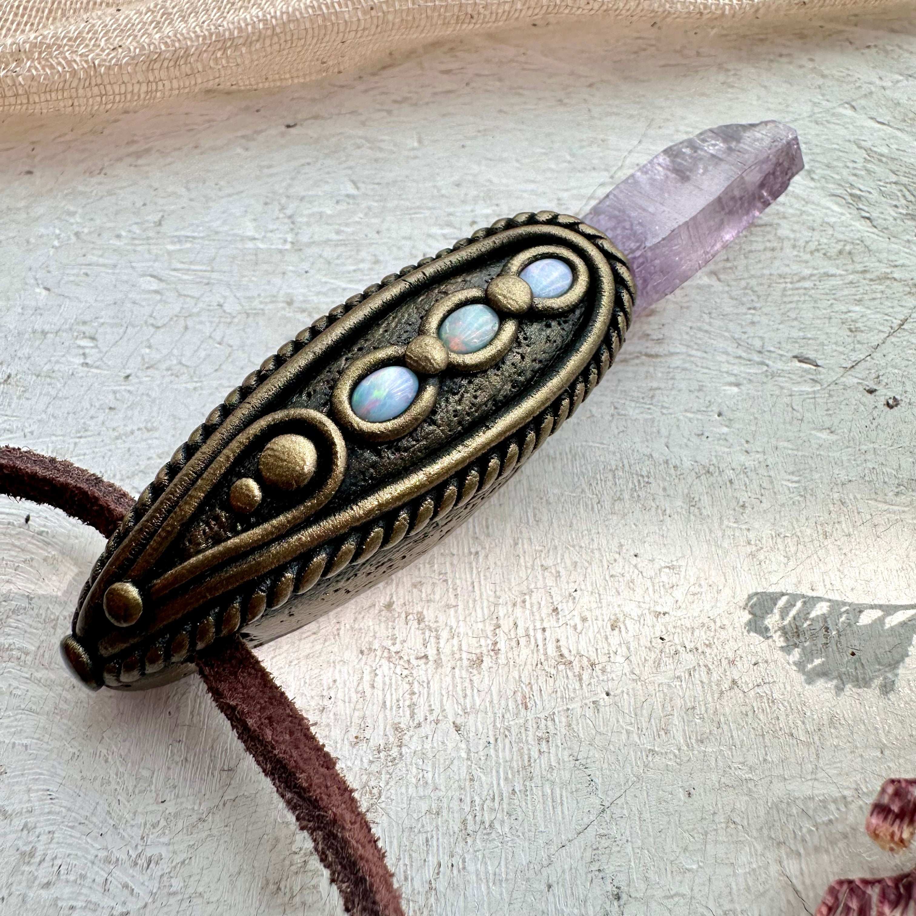 Vera Cruz Amethyst and Australian Opal Necklace - FairyGardenGlow