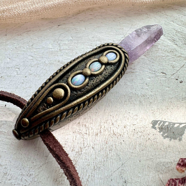 Vera Cruz Amethyst and Australian Opal Necklace - FairyGardenGlow
