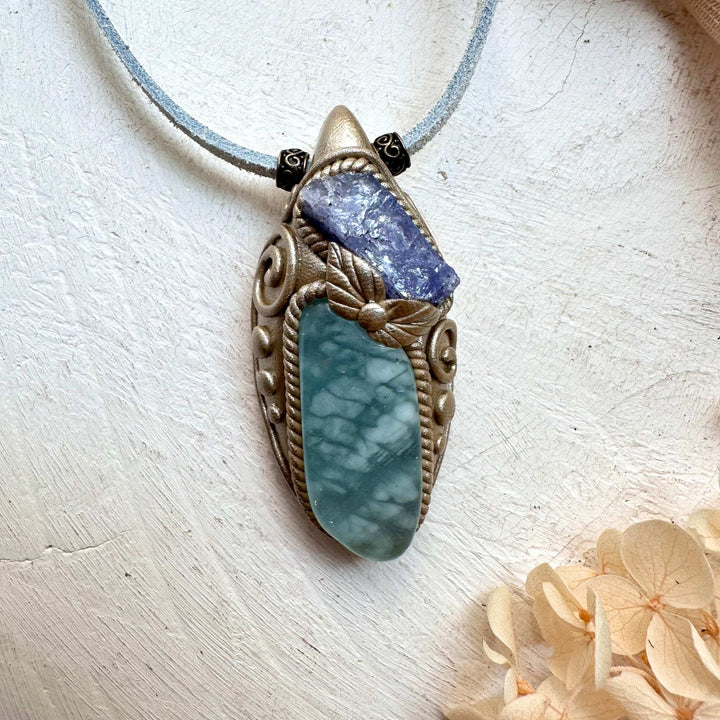 Aquamarine and Tanzanite Necklace - FairyGardenGlow