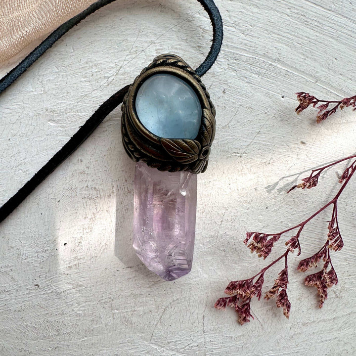 Vera Cruz Amethyst and Celestite Necklace - FairyGardenGlow