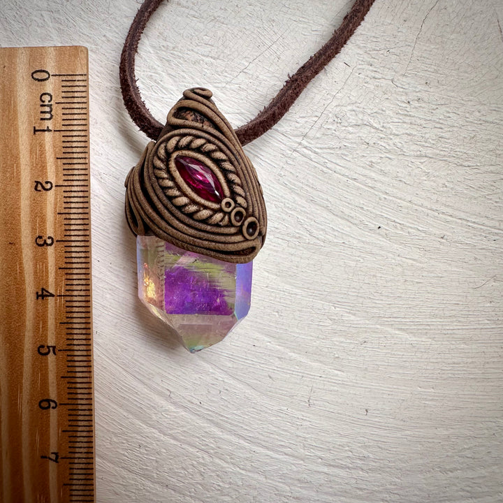 Angel Aura Quartz and Ruby Necklace - FairyGardenGlow