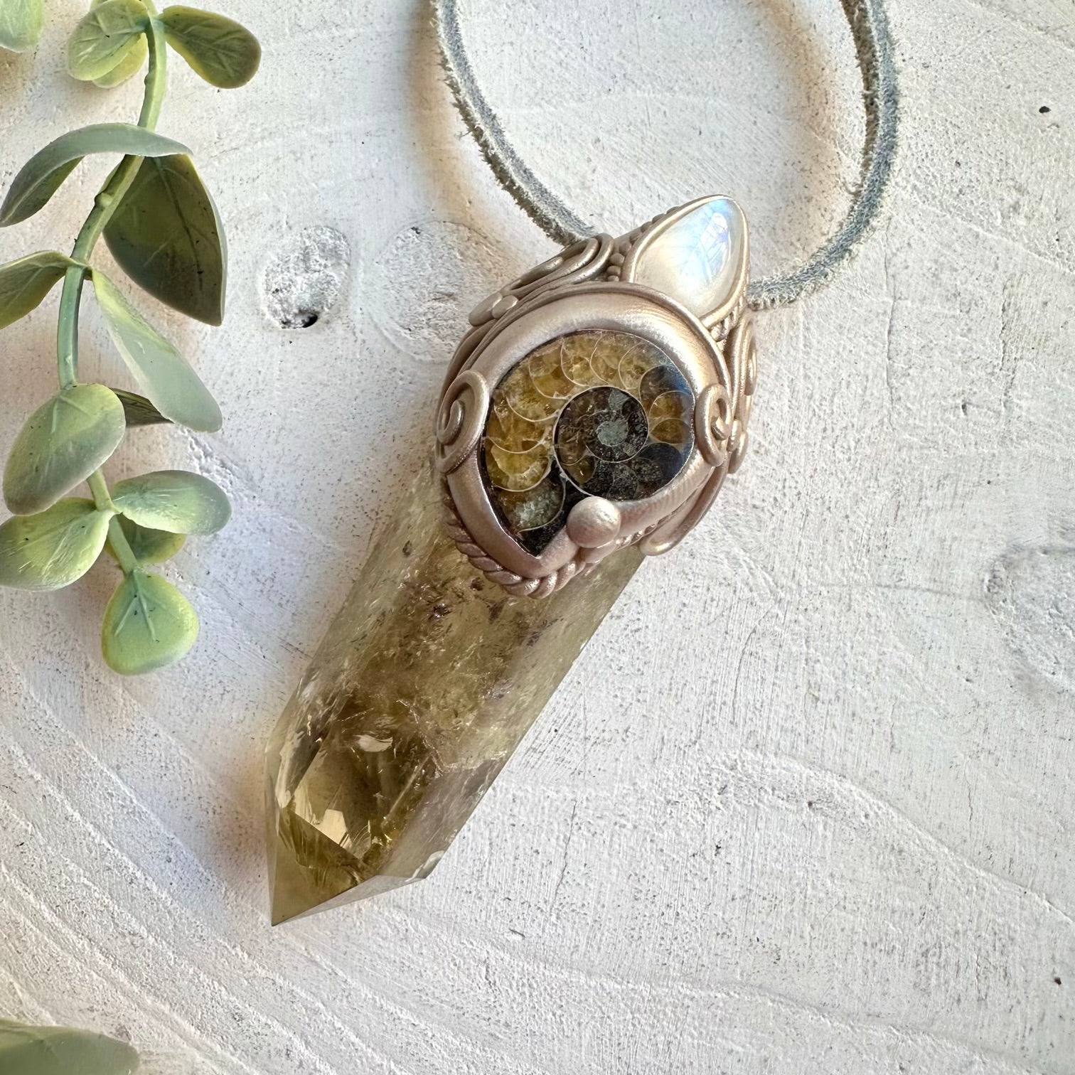 Spiritual crystal wand necklace boho talisman for manifestation and transformation energy