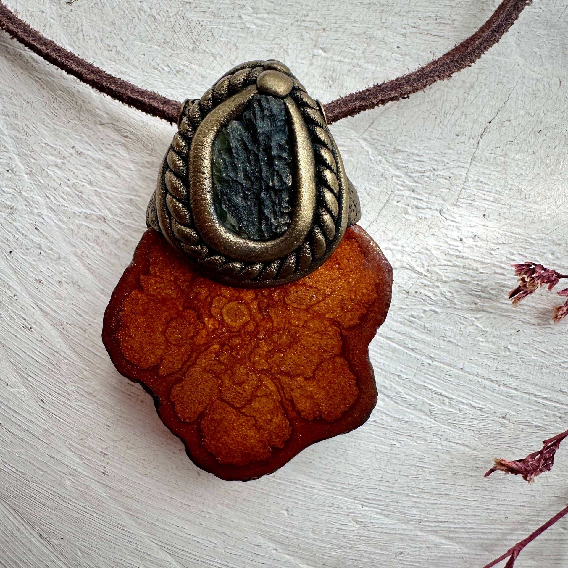 Ayahuasca Amulet with Moldavite - FairyGardenGlow