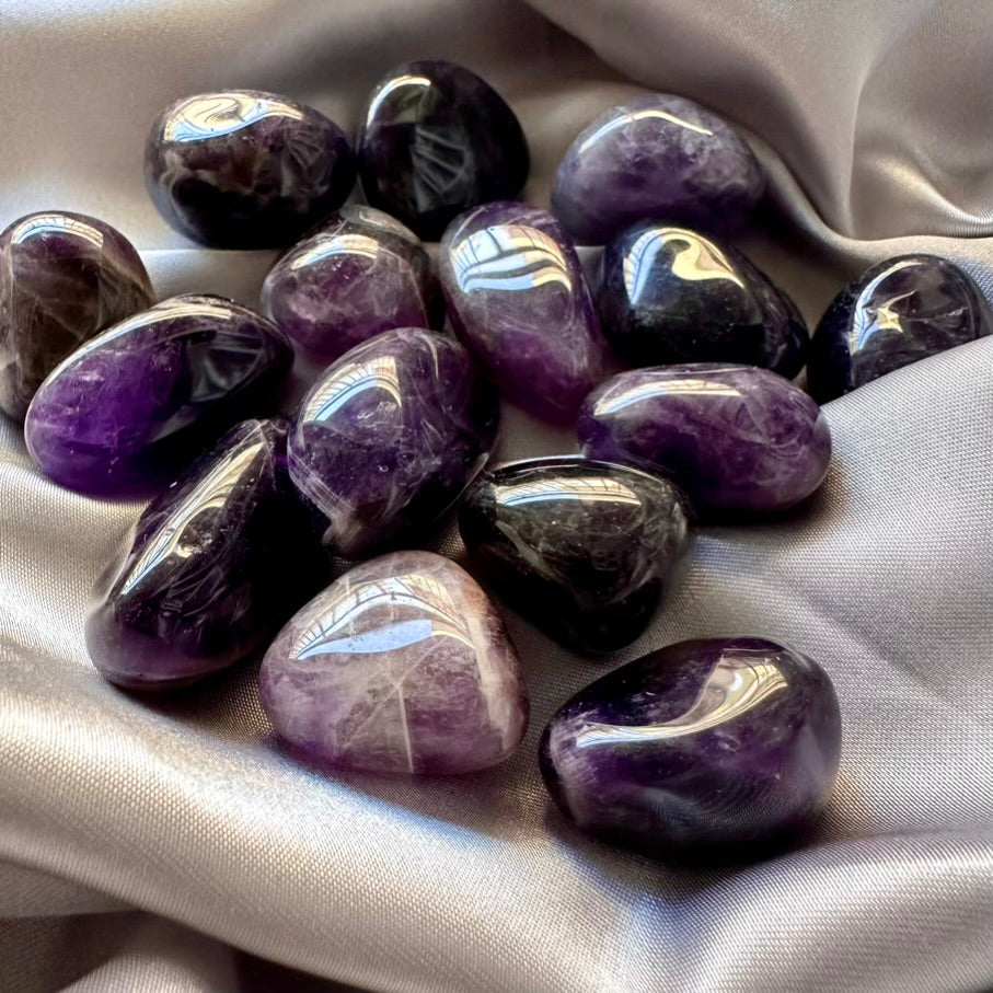 Amethyst Polished Stone - 5 pieces set - FairyGardenGlow