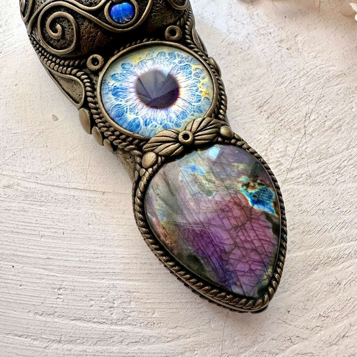 Angel Aura Amethyst Cluster Purple Labradorite and Australian Opal Eye Wand / Pendant - FairyGardenGlow