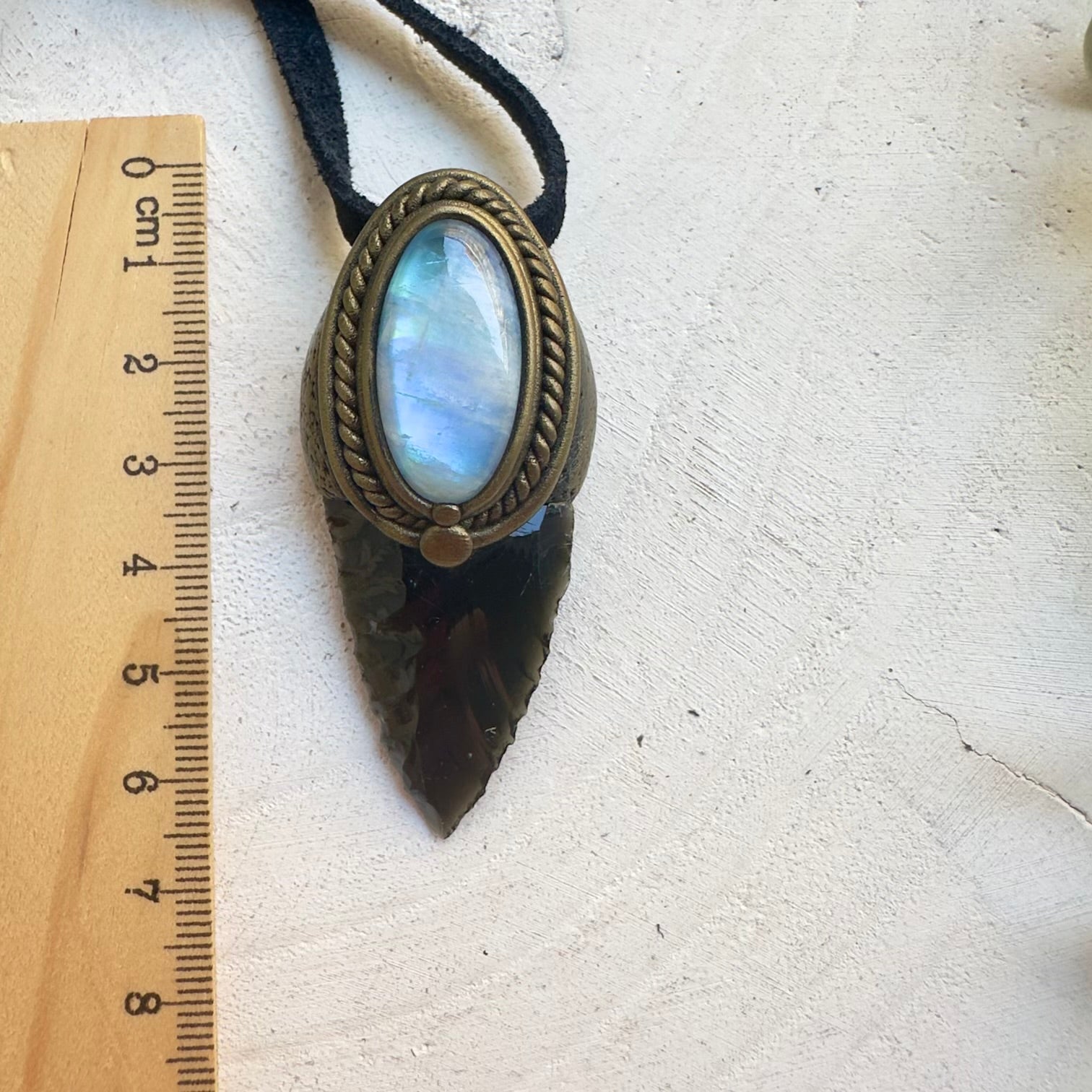 Healing stone jewelry combining Black Obsidian and Rainbow Moonstone
