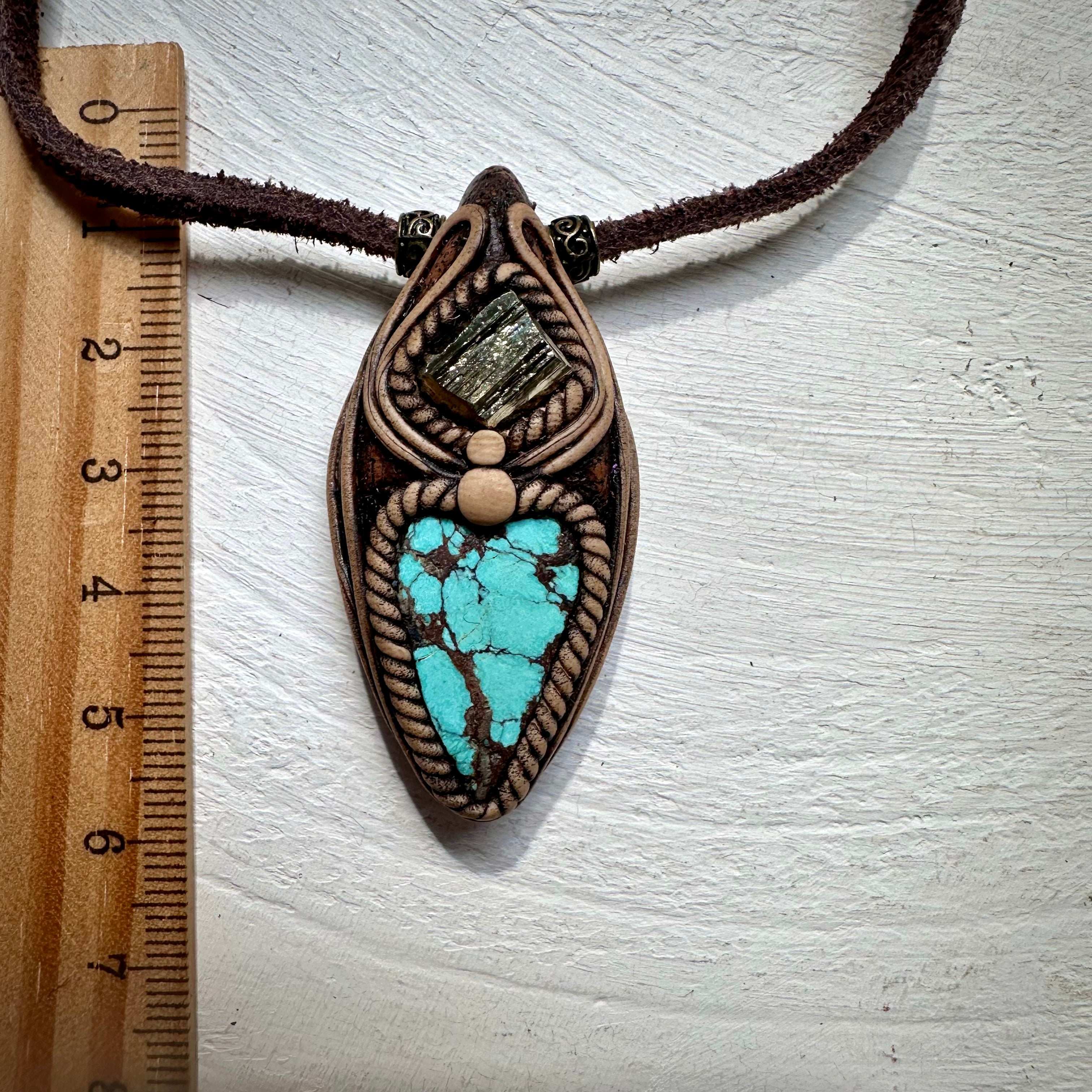 Turquoise and Pyrite Necklace - FairyGardenGlow