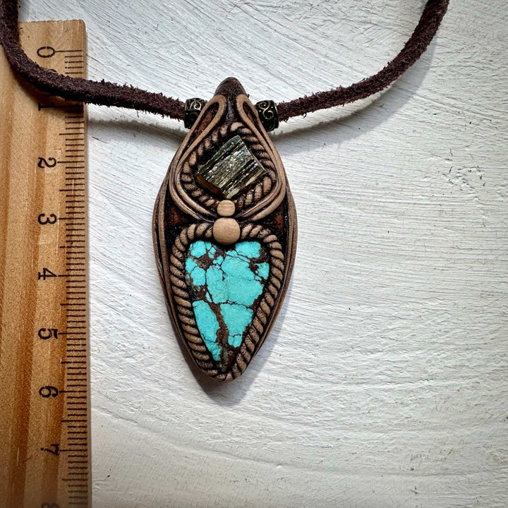 Turquoise and Pyrite Necklace - FairyGardenGlow