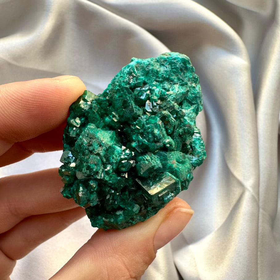 Dioptase Crystal- Unique / Dioptase Cluster, Raw Mineral Specimen - FairyGardenGlow