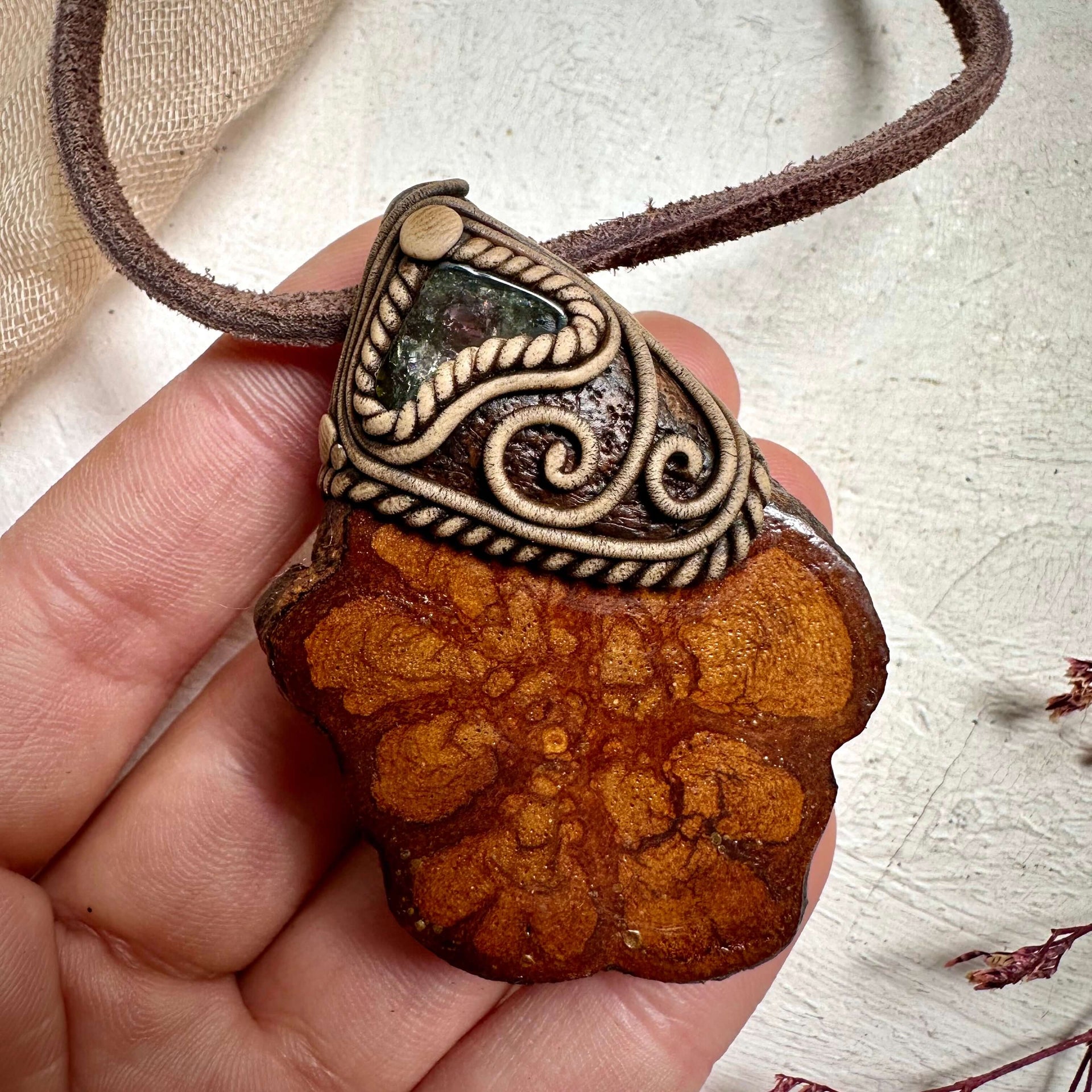 Ayahuasca and Watermelon Tourmaline Necklace