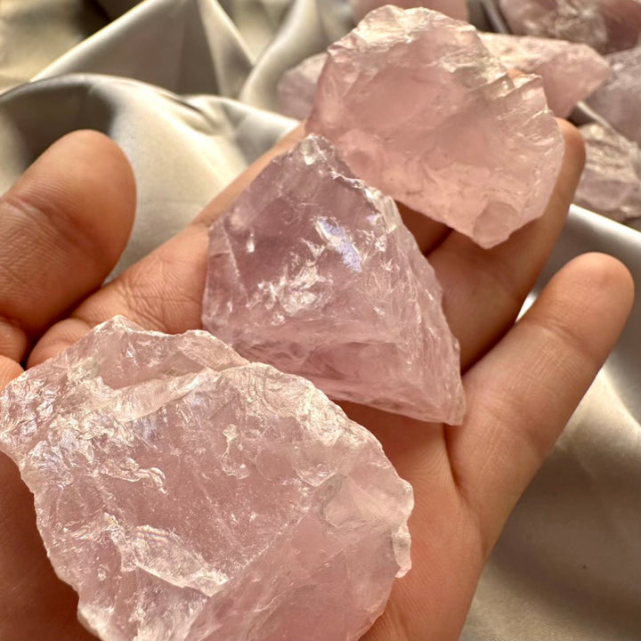 Lavender Quartz Raw Stone - 3 pieces set - FairyGardenGlow