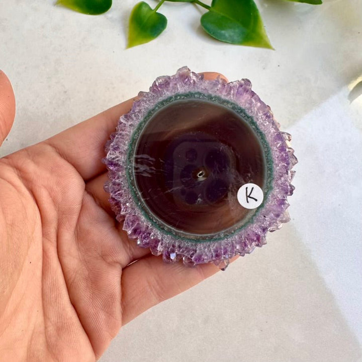 Amethyst Stalactite Slice, Large Amethyst Crystal, Natural Amethyst Stone FairyGardenGlow