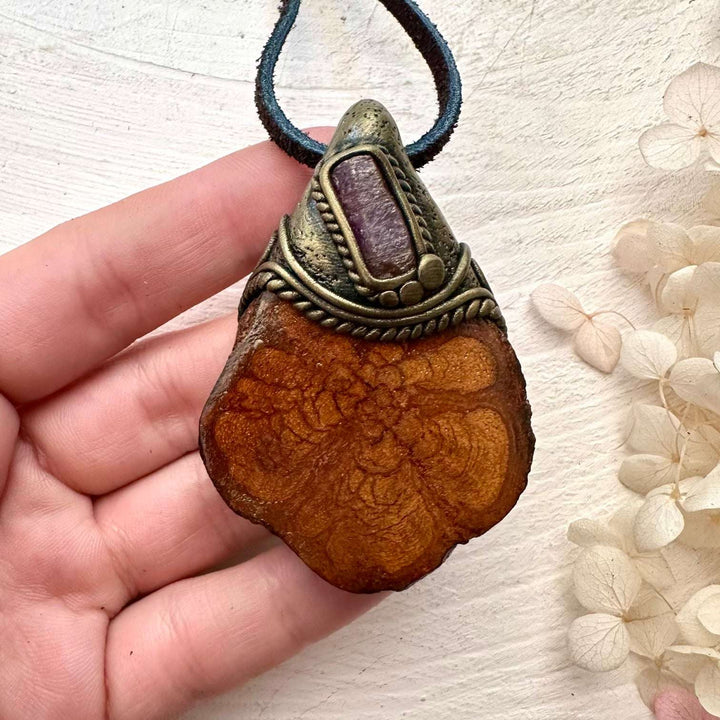 Ayahuasca and Raw Ruby Pendant - FairyGardenGlow