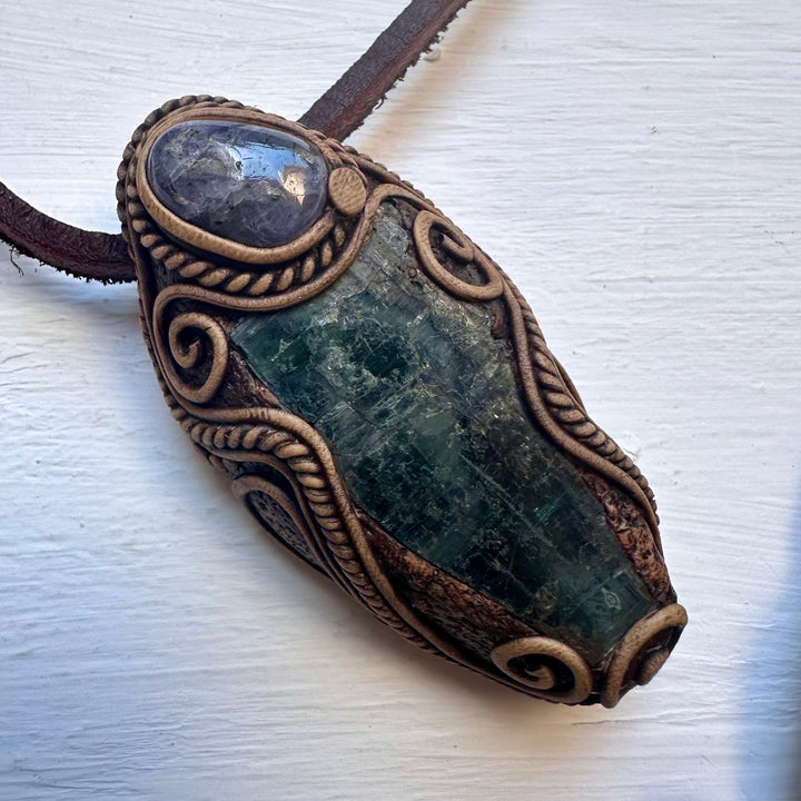 Vivianite and Tanzanite Pendant Necklace - FairyGardenGlow