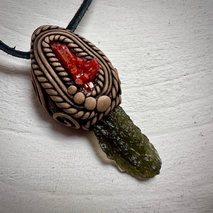 Moldavite and Vanadinite Necklace - FairyGardenGlow