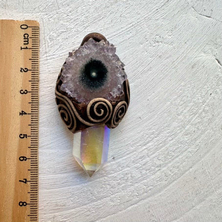 Angel Aura Quartz and Amethyst Stalactite Necklace FairyGardenGlow