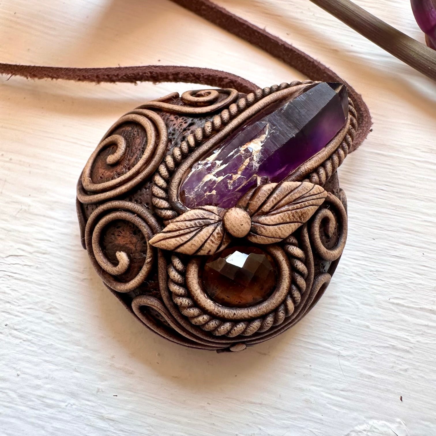 Amethyst and Smoky Quartz Necklace - FairyGardenGlow