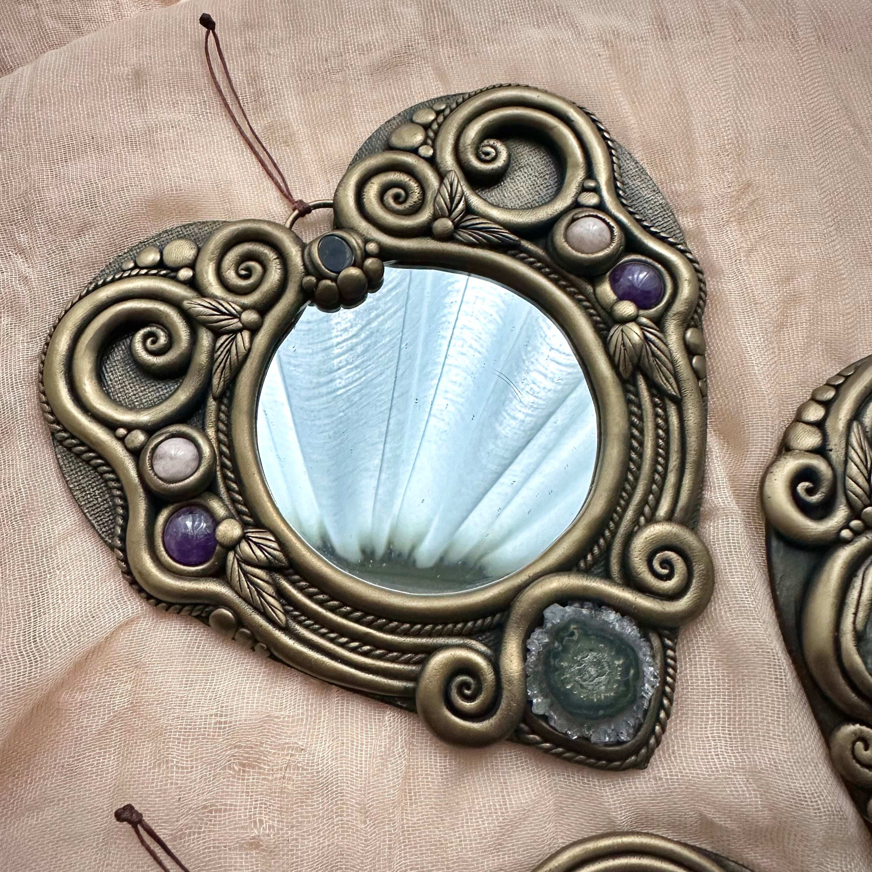 Crystal Mirror Heart Wall Hanging - 16 cm - FairyGardenGlow