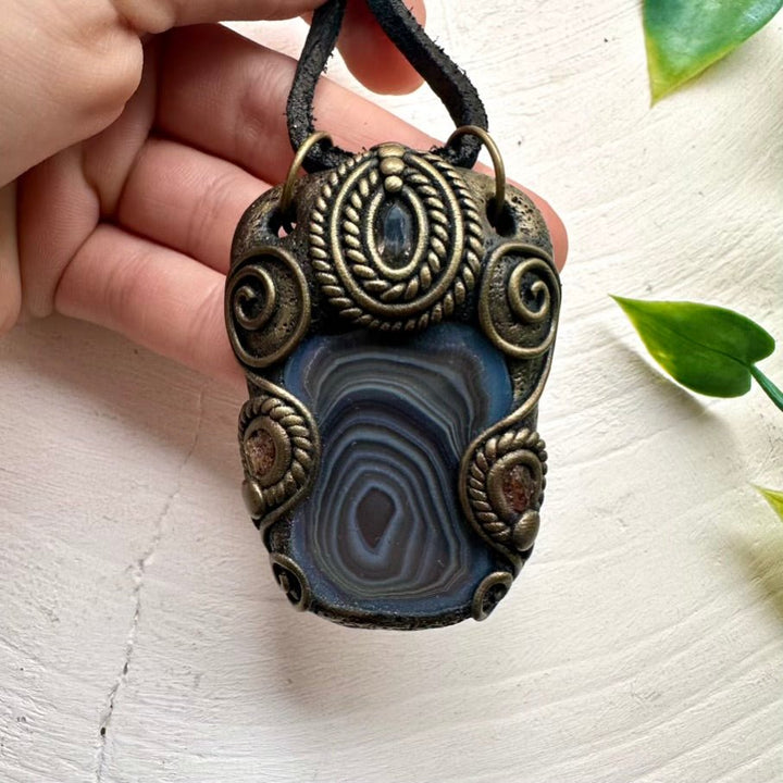 Botswana Agate Smoky Quartz and Hessonite Garnet Necklace FairyGardenGlow