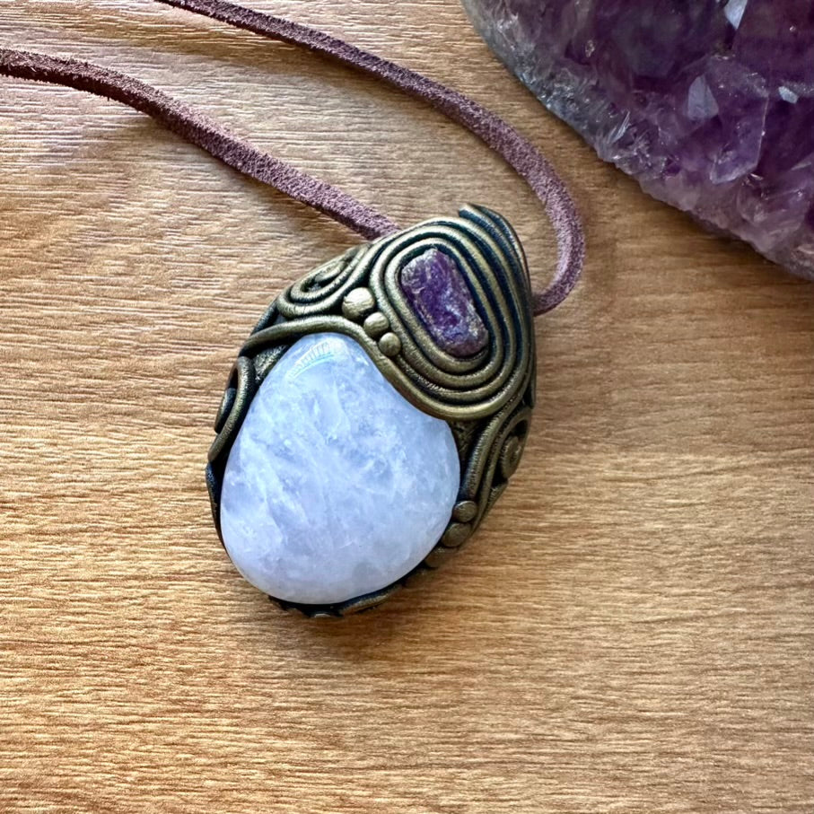 Rose Quartz and Ruby Necklace - FairyGardenGlow