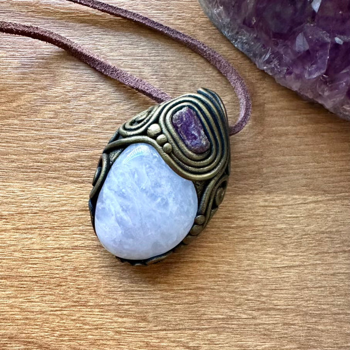 Rose Quartz and Ruby Necklace - FairyGardenGlow