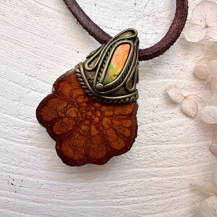 Ayahuasca and Ammolite Necklace - FairyGardenGlow